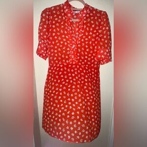 Zara Red Dress with Floral Pattern
